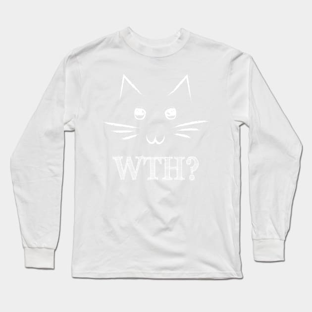 Chalk Kitty WTH? Long Sleeve T-Shirt by ruffled_crow